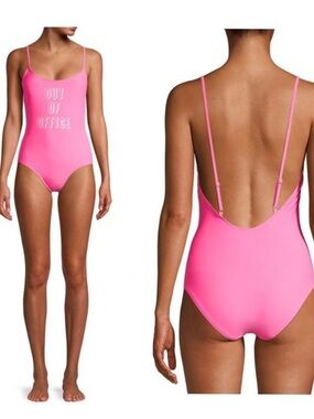 No Boundaries Out Of Office Neon Pink One Piece Swimsuit M